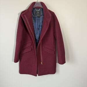 J Crew Cocoon Coat in Italian Stadium Cloth Wool Blend Burgundy Size 4